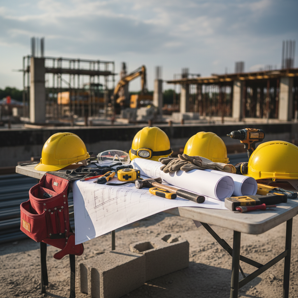 Construction site with tools and equipment
