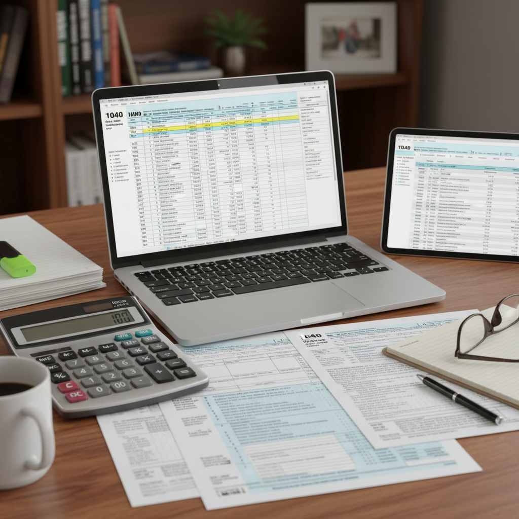 Tax preparation workspace